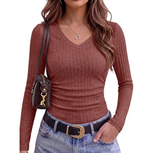 image:imageANRABESS Women Long Sleeve Ribbed Fitted Sweaters TopRust Orange
