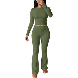 image:imageANRABESS Womens Fleece Lined 2 Piece Matching Lounge SetArmy Green