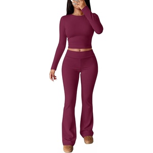 image:imageANRABESS Womens Fleece Lined 2 Piece Matching Lounge SetWine Red