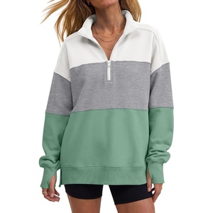 image:imageANRABESS Womens Quarter Zip Pullover Oversized SweatshirtsWhite Light Grey Sage Green