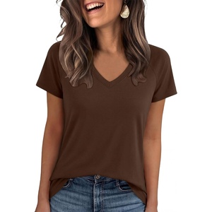 image:imageANRABESS Womens Tops Short Sleeve Summer T Shirts Basic TeeBrown