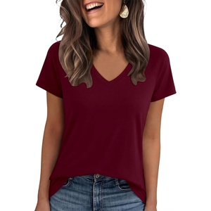 image:imageANRABESS Womens Tops Short Sleeve Summer T Shirts Basic TeeBurgundy