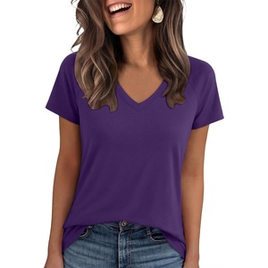 image:imageANRABESS Womens Tops Short Sleeve Summer T Shirts Basic TeeDark Purple