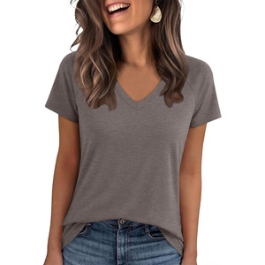 image:imageANRABESS Womens Tops Short Sleeve Summer T Shirts Basic TeeGray Taupe