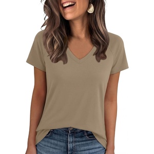 image:imageANRABESS Womens Tops Short Sleeve Summer T Shirts Basic TeeLight Khaki