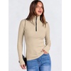 image:imageANRABESS Long Sleeve Shirts for Women Quarter Zip Ribbed TopBeige