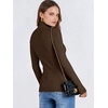 image:imageANRABESS Long Sleeve Shirts for Women Quarter Zip Ribbed TopBrown