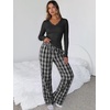 image:imageANRABESS Pajamas for Women Long Sleeve 2 Piece Lounge SetsBlack Plaid
