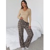 image:imageANRABESS Pajamas for Women Long Sleeve 2 Piece Lounge SetsKhaki Plaid