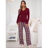 image:imageANRABESS Pajamas for Women Long Sleeve 2 Piece Lounge SetsWine Plaid