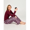 image:imageANRABESS Pajamas for Women Long Sleeve 2 Piece Lounge SetsWine Plaid