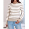 image:imageANRABESS Sweaters for Women Fall Loose Fit LightweightAlmond White Stripe