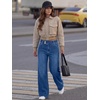 image:imageANRABESS Wide Leg Jeans for Women Fall Mid Waisted Stretchy Denim PantsDeep Blue