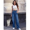 image:imageANRABESS Wide Leg Jeans for Women Fall Mid Waisted Stretchy Denim PantsDeep Blue
