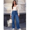 image:imageANRABESS Wide Leg Jeans for Women Fall Mid Waisted Stretchy Denim PantsDeep Blue