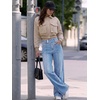 image:imageANRABESS Wide Leg Jeans for Women Fall Mid Waisted Stretchy Denim PantsLight Blue