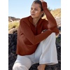 image:imageANRABESS Women Long Sleeve Quarter Zip Pullover Fall SweaterRust