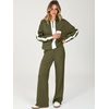 image:imageANRABESS Womens 2 Piece Lounge Set Color Block Tracksuit SweatsuitArmy White