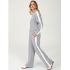 image:imageANRABESS Womens 2 Piece Lounge Set Color Block Tracksuit SweatsuitGrey White