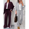 image:imageANRABESS Womens 2 Piece Lounge Set Color Block Tracksuit SweatsuitGrey White