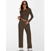 image:imageANRABESS Womens 2 Piece Outfits Fall Fleece Matching Lounge SetsBrown