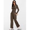 image:imageANRABESS Womens 2 Piece Outfits Fall Fleece Matching Lounge SetsBrown