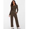 image:imageANRABESS Womens 2 Piece Outfits Fall Fleece Matching Lounge SetsBrown