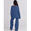 image:imageANRABESS Womens 2 Piece Outfits Oversized Knit Sweater SetBlue