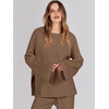 image:imageANRABESS Womens 2 Piece Outfits Oversized Knit Sweater SetBrown