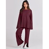 image:imageANRABESS Womens 2 Piece Outfits Oversized Knit Sweater SetBurgundy