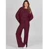 image:imageANRABESS Womens 2 Piece Outfits Oversized Knit Sweater SetBurgundy