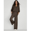 image:imageANRABESS Womens 2 Piece Outfits V Neck Sweatsuit Lounge SetsDark Brown