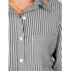 image:imageANRABESS Womens Long Sleeve Button Down Gingham Striped ShirtsBlack Grey White Stripe