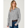 image:imageANRABESS Womens Long Sleeve Button Down Gingham Striped ShirtsBlack Grey White Stripe