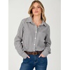 image:imageANRABESS Womens Long Sleeve Button Down Gingham Striped ShirtsBlack Grey White Stripe
