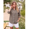 image:imageANRABESS Womens Long Sleeve Button Down Gingham Striped ShirtsBrown White Plaid