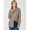 image:imageANRABESS Womens Long Sleeve Button Down Gingham Striped ShirtsBrown White Plaid