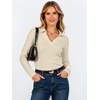 image:imageANRABESS Womens Long Sleeve Fitted Polo Shirts Fall Business Casual TopBeige