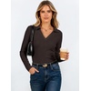 image:imageANRABESS Womens Long Sleeve Fitted Polo Shirts Fall Business Casual TopDeep Brown