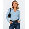 image:imageANRABESS Womens Long Sleeve Fitted Polo Shirts Fall Business Casual TopLight Blue