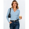 image:imageANRABESS Womens Long Sleeve Fitted Polo Shirts Fall Business Casual TopLight Blue