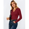 image:imageANRABESS Womens Long Sleeve Fitted Polo Shirts Fall Business Casual TopRed