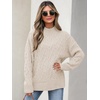 image:imageANRABESS Womens Mock Neck Cable Knit SweatersBeige