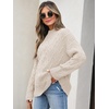 image:imageANRABESS Womens Mock Neck Cable Knit SweatersBeige