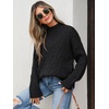 image:imageANRABESS Womens Mock Neck Cable Knit SweatersBlack