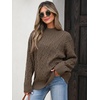 image:imageANRABESS Womens Mock Neck Cable Knit SweatersCoffee