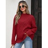 image:imageANRABESS Womens Mock Neck Cable Knit SweatersRed