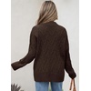 image:imageANRABESS Womens Mock Neck Cable Knit SweatersRed Brown