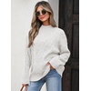 image:imageANRABESS Womens Mock Neck Cable Knit SweatersWhite
