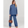 image:imageANRABESS Womens Oversized Turtleneck Sweater SetsBlue